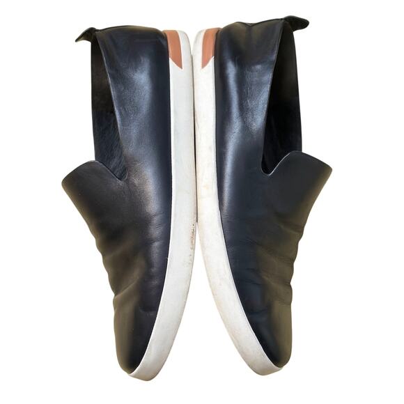 Vince Shoes - Vince Black Leather Slip-On Sneakers with White Sole Womens 6.5